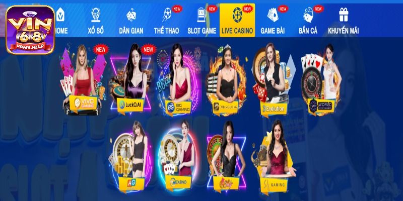 Giới thiệu sảnh live casino Vin68